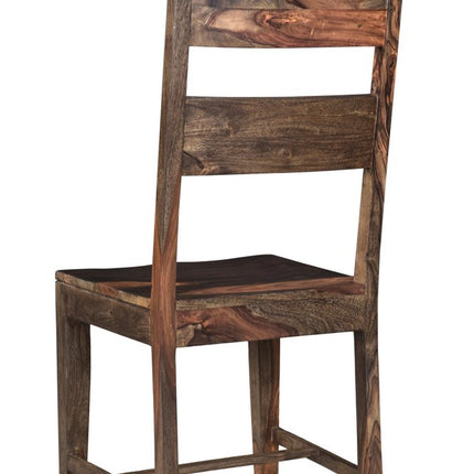 Set of Two Dark Brown Solid Wood Ladder Back Dining Side Chairs HomeRoots