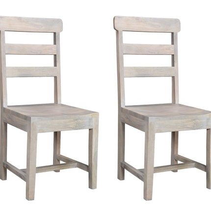 Set of Two White Wood Ladder Back Dining Side Chairs HomeRoots