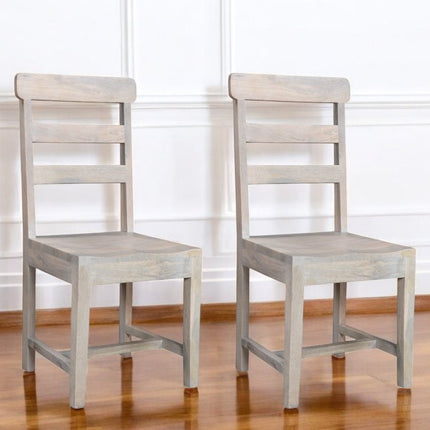 Set of Two White Wood Ladder Back Dining Side Chairs HomeRoots