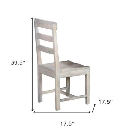Set of Two White Wood Ladder Back Dining Side Chairs HomeRoots