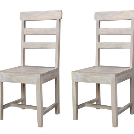 Set of Two White Wood Ladder Back Dining Side Chairs HomeRoots