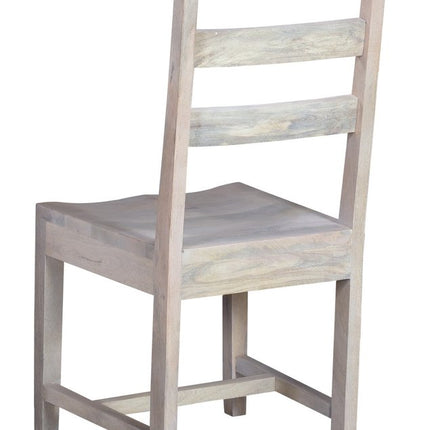 Set of Two White Wood Ladder Back Dining Side Chairs HomeRoots