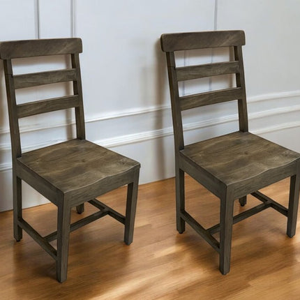 Set of Two Dark Brown Wood Ladder Back Dining Side Chairs HomeRoots
