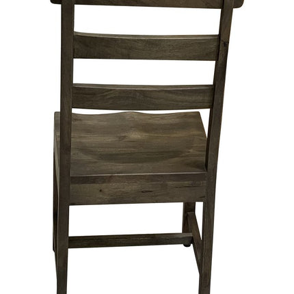 Set of Two Dark Brown Wood Ladder Back Dining Side Chairs