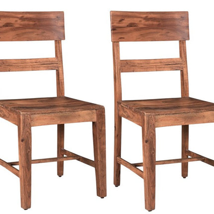 Set of Two Brown Wood Ladder Back Dining Side Chairs HomeRoots