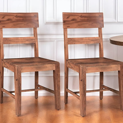 Set of Two Brown Wood Ladder Back Dining Side Chairs HomeRoots