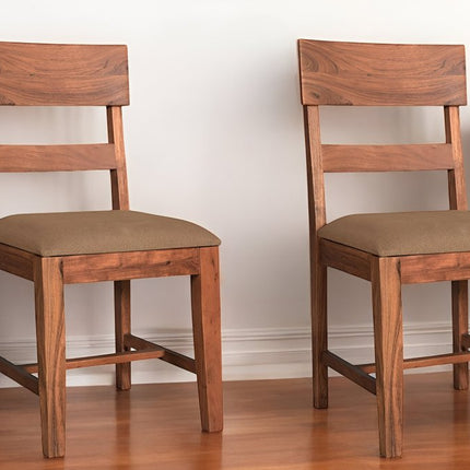 Set of Two Brown Upholstered Fabric Slat Back Dining Side Chairs HomeRoots