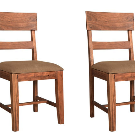 Set of Two Brown Upholstered Fabric Slat Back Dining Side Chairs HomeRoots
