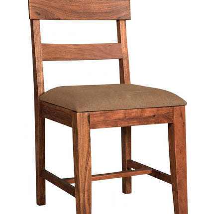 Set of Two Brown Upholstered Fabric Slat Back Dining Side Chairs HomeRoots