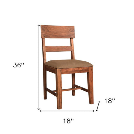 Set of Two Brown Upholstered Fabric Slat Back Dining Side Chairs HomeRoots