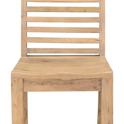 Set of Two Brown Solid Wood Ladder Back Dining Side Chairs