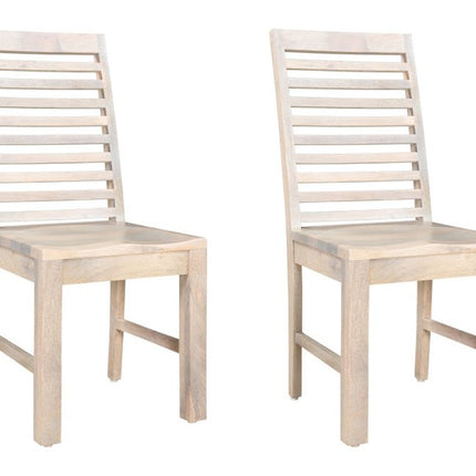 Set of Two White Wood Ladder Back Dining Side Chairs HomeRoots