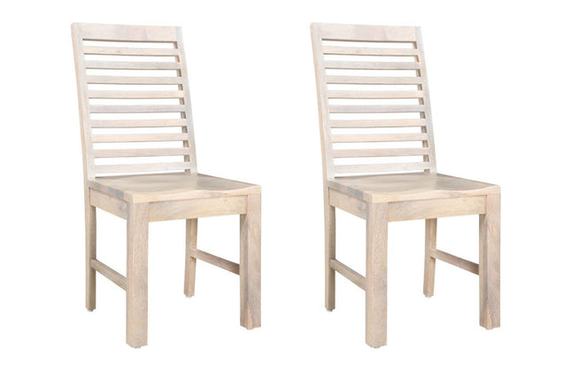 Set of Two White Wood Ladder Back Dining Side Chairs HomeRoots