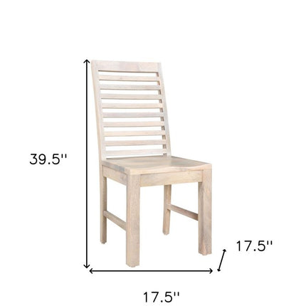 Set of Two White Wood Ladder Back Dining Side Chairs HomeRoots