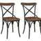 Set of Two Brown And Black Metal And Wood Cross Back Dining Side Chairs HomeRoots