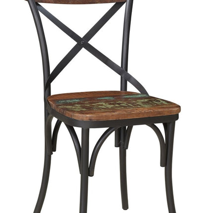Set of Two Brown And Black Metal And Wood Cross Back Dining Side Chairs HomeRoots