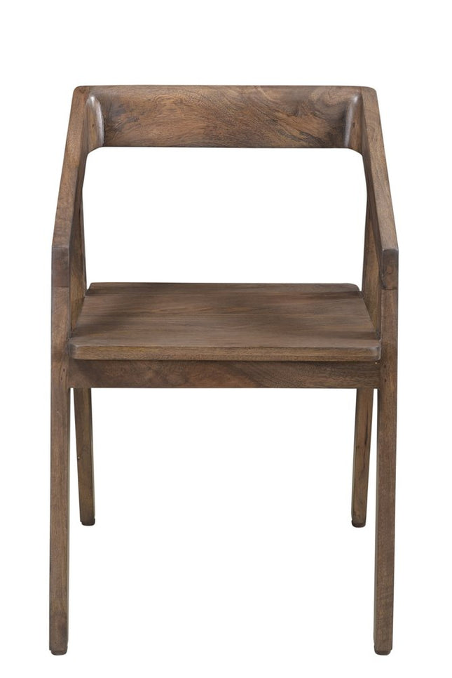 Dark Brown Solid Wood Open Back Dining Arm Chair HomeRoots