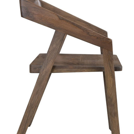 Dark Brown Solid Wood Open Back Dining Arm Chair HomeRoots