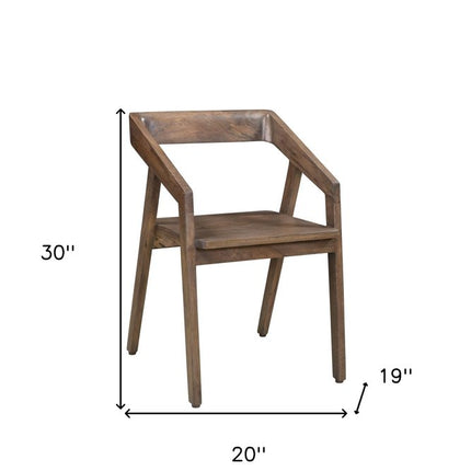 Dark Brown Solid Wood Open Back Dining Arm Chair HomeRoots