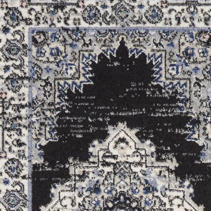 10' Black And Ivory Floral Distressed Runner Rug HomeRoots