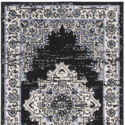 10' Black And Ivory Floral Distressed Runner Rug HomeRoots
