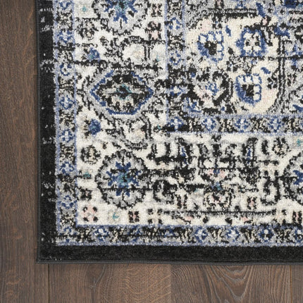 10' Black And Ivory Floral Distressed Runner Rug HomeRoots