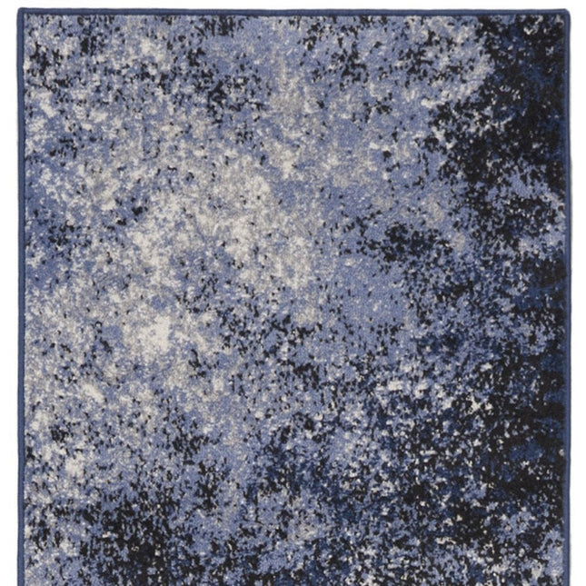 10' Blue And Ivory Abstract Distressed Runner Rug HomeRoots