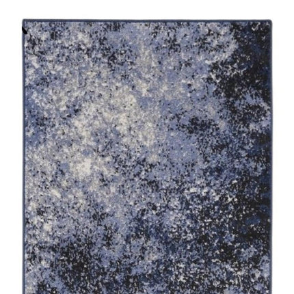 10' Blue And Ivory Abstract Distressed Runner Rug HomeRoots