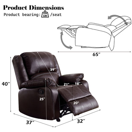 ACME 52282 Zuriel Rocker Recliner, Brown PU  2