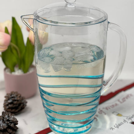 2.5 Quart Clear and Blue Swirl Acrylic Pitcher HomeRoots