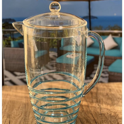 2.5 Quart Clear and Blue Swirl Acrylic Pitcher HomeRoots