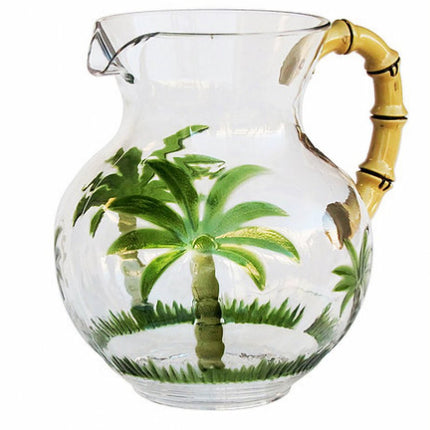 3 Quart Clear and Green Palm Tree Acrylic Pitcher HomeRoots