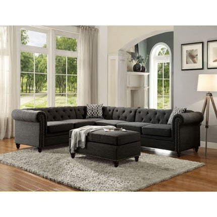 ACME 52378 Aurelia II Ottoman, Charcoal Linen