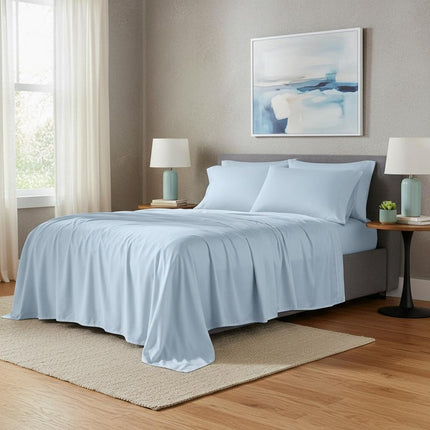 Six Piece Powder Blue Tencel Lyocell Queen Sheet Set HomeRoots
