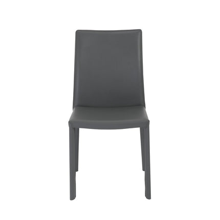 Set of Two Gray Upholstered Leather Dining Side Chairs HomeRoots