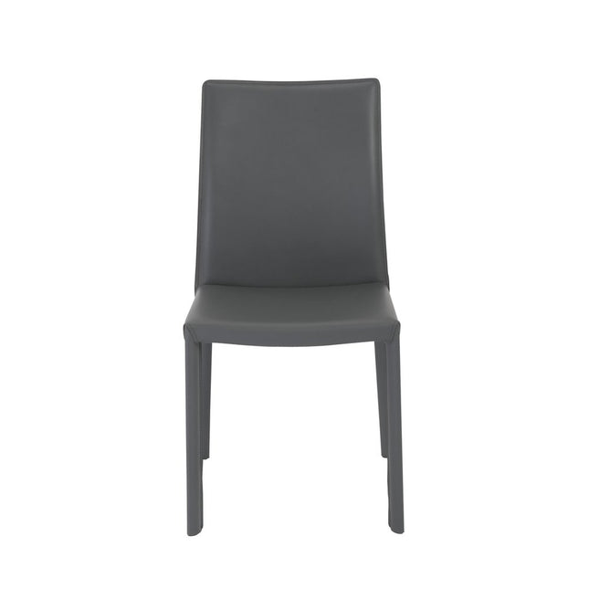 Set of Two Gray Upholstered Leather Dining Side Chairs HomeRoots