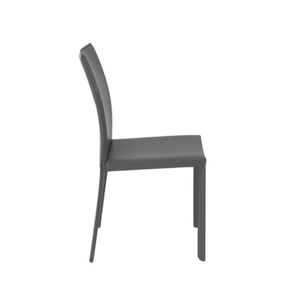 Set of Two Gray Upholstered Leather Dining Side Chairs HomeRoots