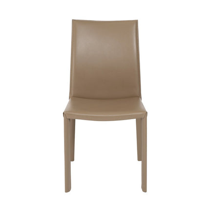 Set of Two Taupe Upholstered Leather Dining Side Chairs HomeRoots