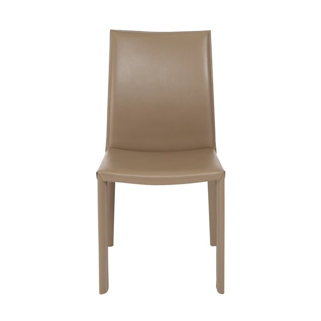 Set of Two Taupe Upholstered Leather Dining Side Chairs HomeRoots