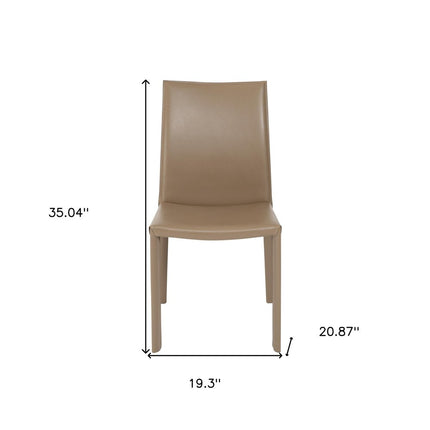 Set of Two Taupe Upholstered Leather Dining Side Chairs HomeRoots