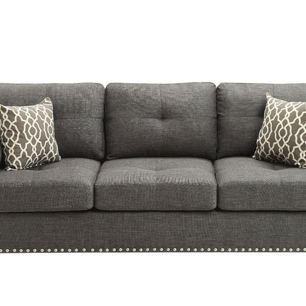 ACME 52405 Laurissa Sofa with 4 Pillows, Light Charcoal Linen