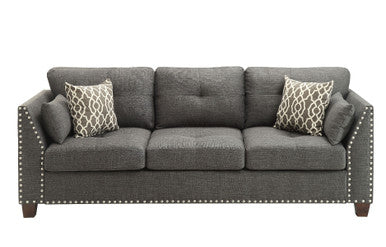 ACME 52405 Laurissa Sofa with 4 Pillows, Light Charcoal Linen ACME Furniture