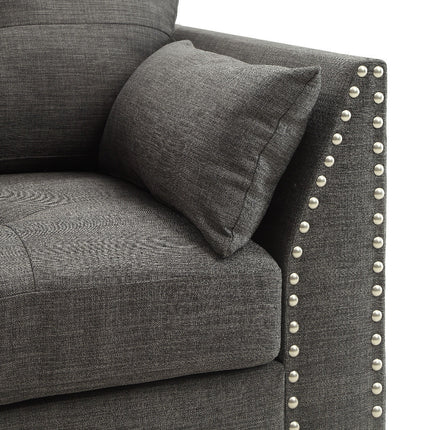 ACME 52405 Laurissa Sofa with 4 Pillows, Light Charcoal Linen