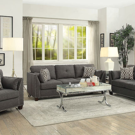 ACME 52405 Laurissa Sofa with 4 Pillows, Light Charcoal Linen