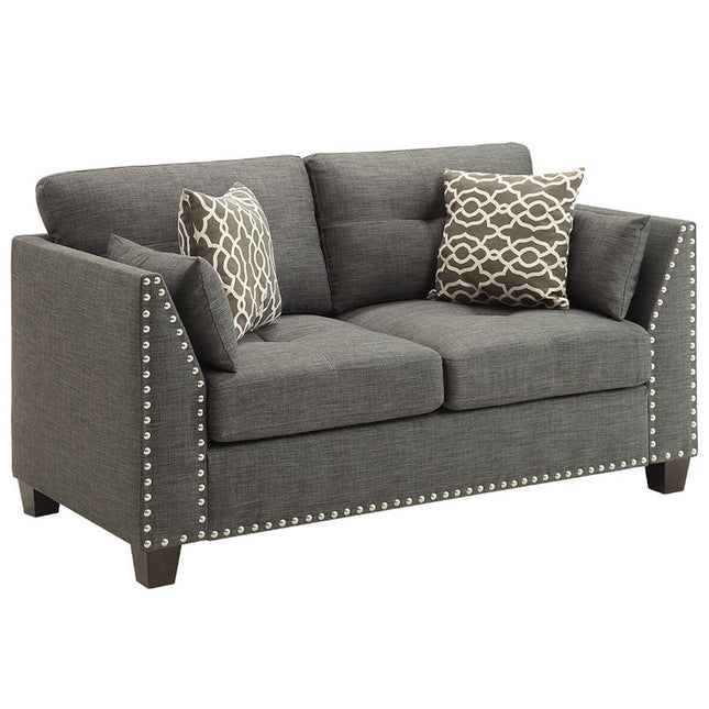 ACME 52406 Laurissa Loveseat with 4 Pillows, Light Charcoal Linen