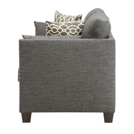 ACME 52406 Laurissa Loveseat with 4 Pillows, Light Charcoal Linen