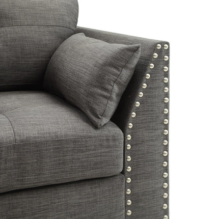 ACME 52406 Laurissa Loveseat with 4 Pillows, Light Charcoal Linen