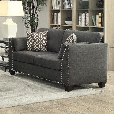 ACME 52406 Laurissa Loveseat with 4 Pillows, Light Charcoal Linen ACME Furniture