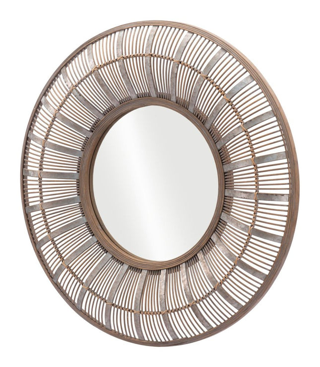 32" Brown Round Accent Mirror HomeRoots