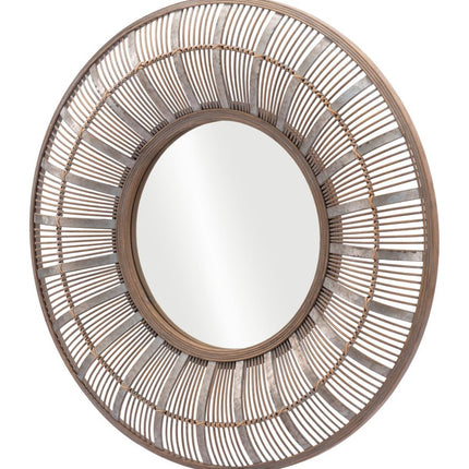 32" Brown Round Accent Mirror